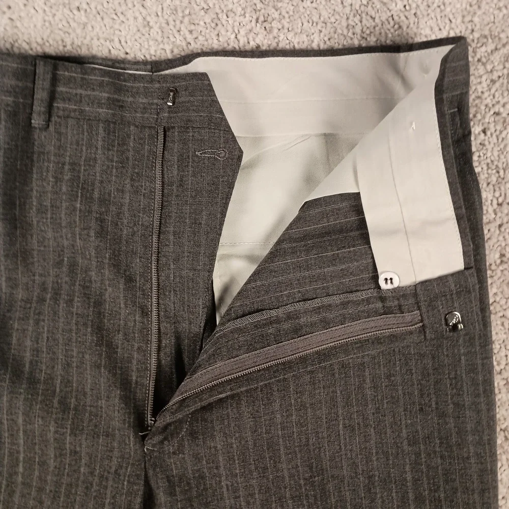 Vintage David Barry 42R 36x29 Men's Suit Grey 4 Color Pinstripe Wool Blend